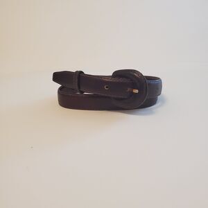Vintage Astor Women's Brown Leather Belt Medium Leather Skinny Covered Buckle
